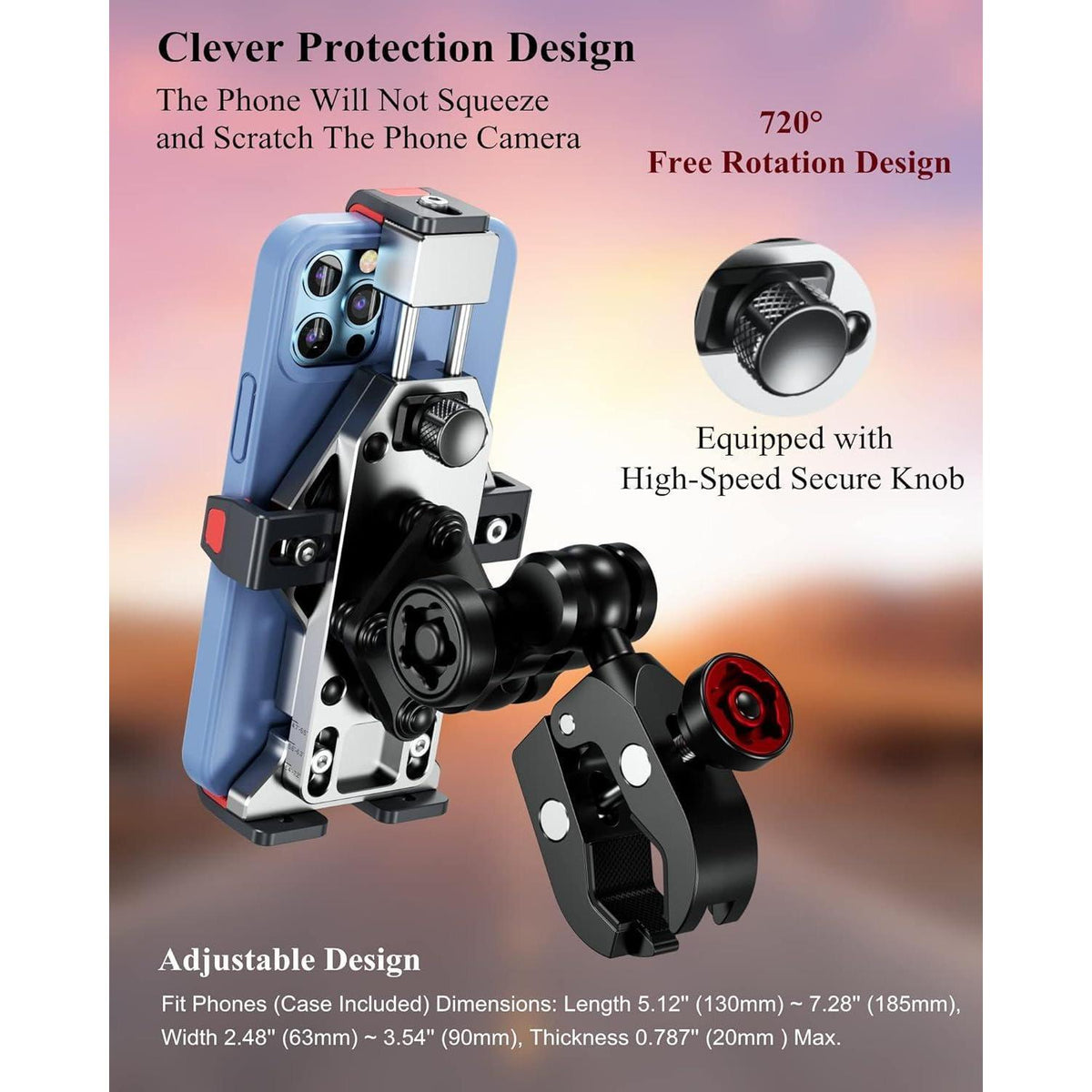 Motorrad Handyhalterung mit Vibrationsdämpfer & Diebstahlschutz