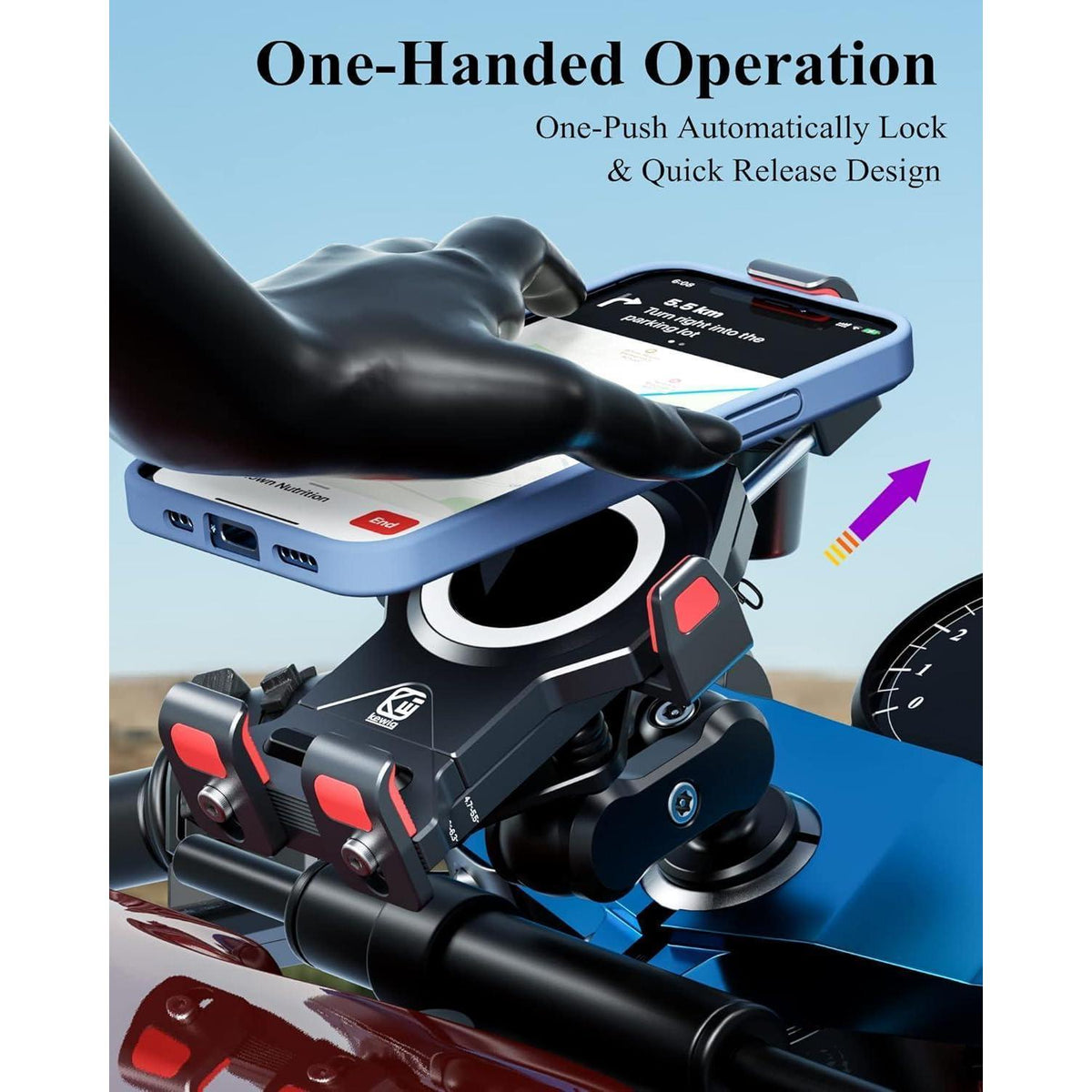 Motorrad Handyhalterung mit Vibrationsdämpfer & Diebstahlschutz