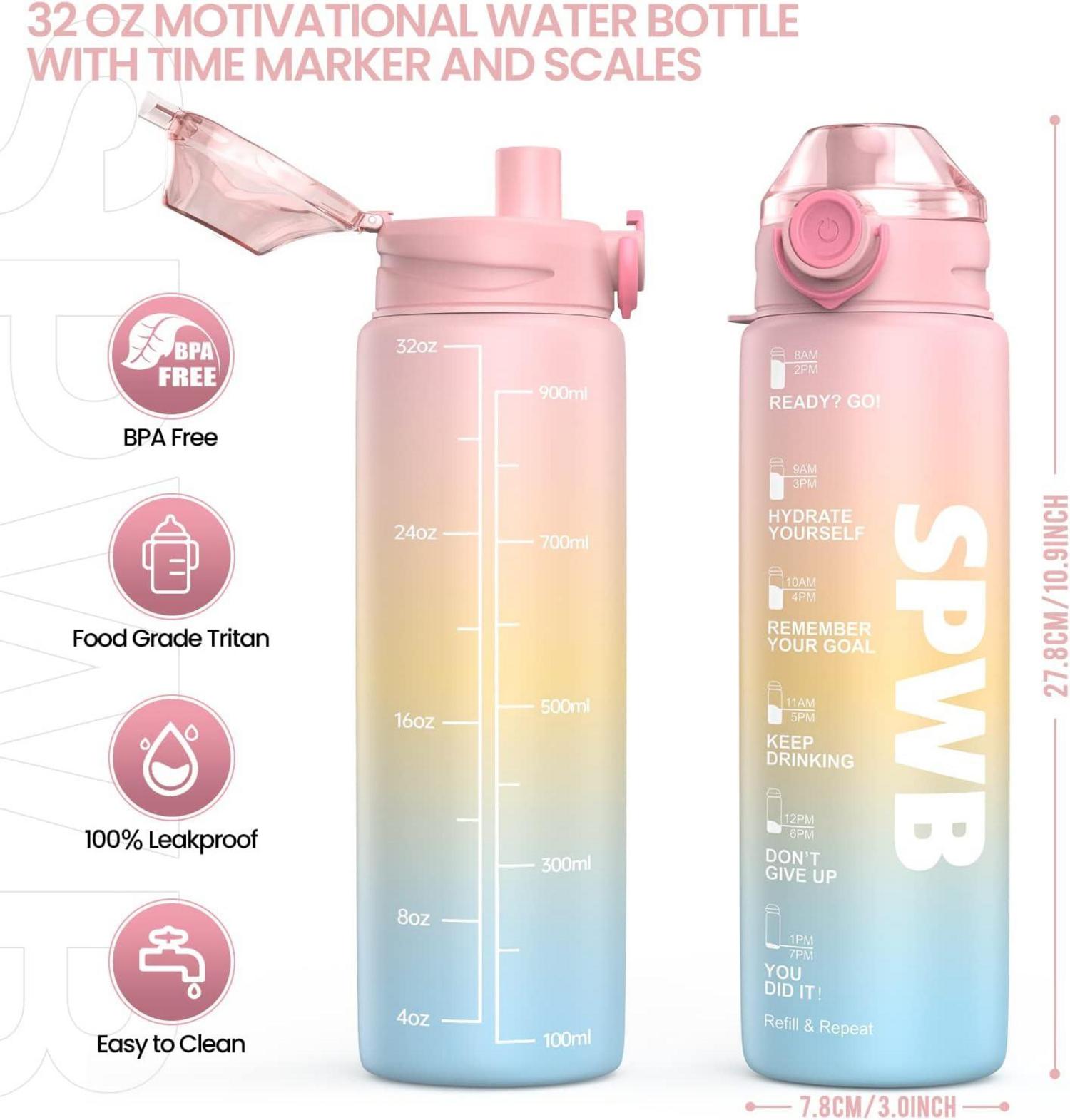 Sport Trinkflasche 1L Auslaufsicher BPA-frei mit Filter Zeitmarkierung
