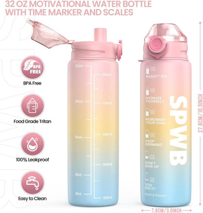 Sport Trinkflasche 1L Auslaufsicher BPA-frei mit Filter Zeitmarkierung