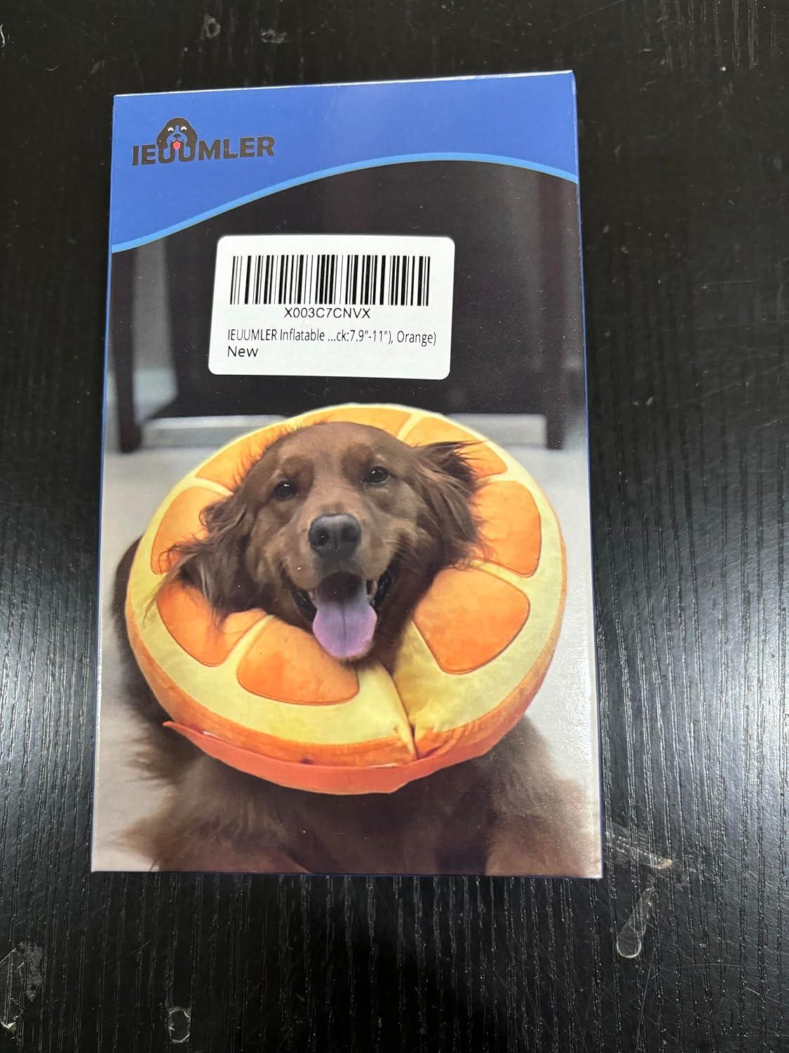 IEUUMLER Aufblasbare Halskrause Hund Leckschutz Verhindert Beißen Kratzen EU004 Orange L