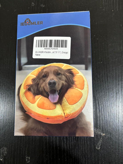 IEUUMLER Aufblasbare Halskrause Hund Leckschutz Verhindert Beißen Kratzen EU004 Orange L