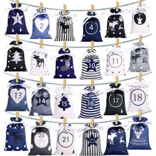 Adventskalender zum selber Basteln mit 24 Stoffbeuteln Blau