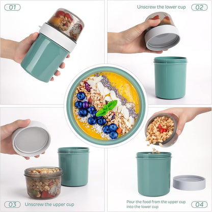 Praktischer Müslibecher to Go Joghurtbecher 560ml+310ml Müsli Becher Lunchpot