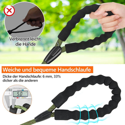 Schleppleine für Hunde 10M 10mm Schwarz mit Gepolstertem Griff und