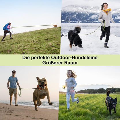 Schleppleine Hund 10M Schwarz Nylon Training Gepolsterter Griff Karabiner 10mm