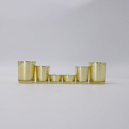 Teelichthalter Glas Gold vintage 6er Set für Weihnachten Hochzeit Schwimmkerzen
