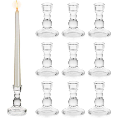 10x Glas Kerzenständer für Stabkerzen, modern & transparent