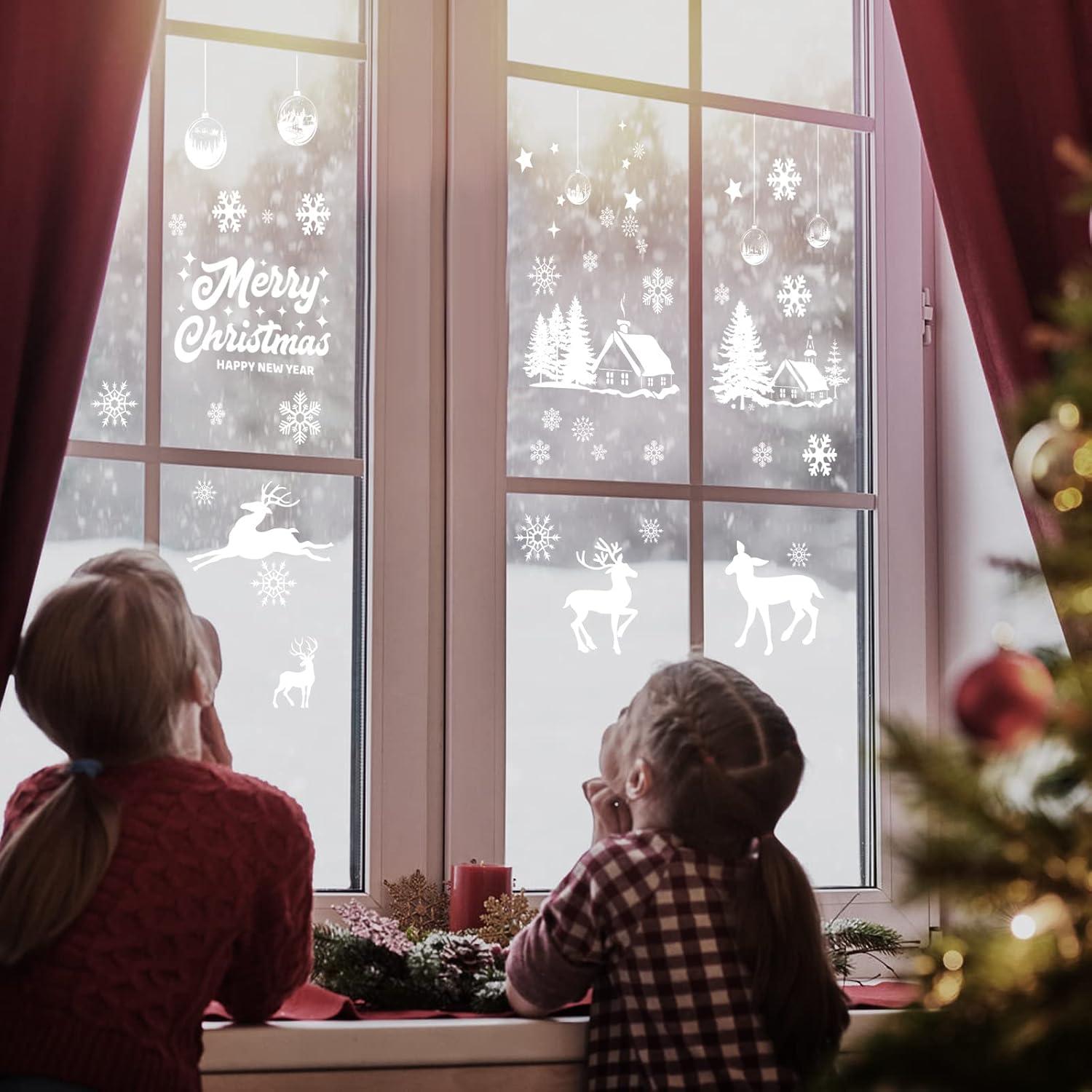 Weihnachten Fensterbilder Schneeflocken Dekoration Winter Selbstklebend
