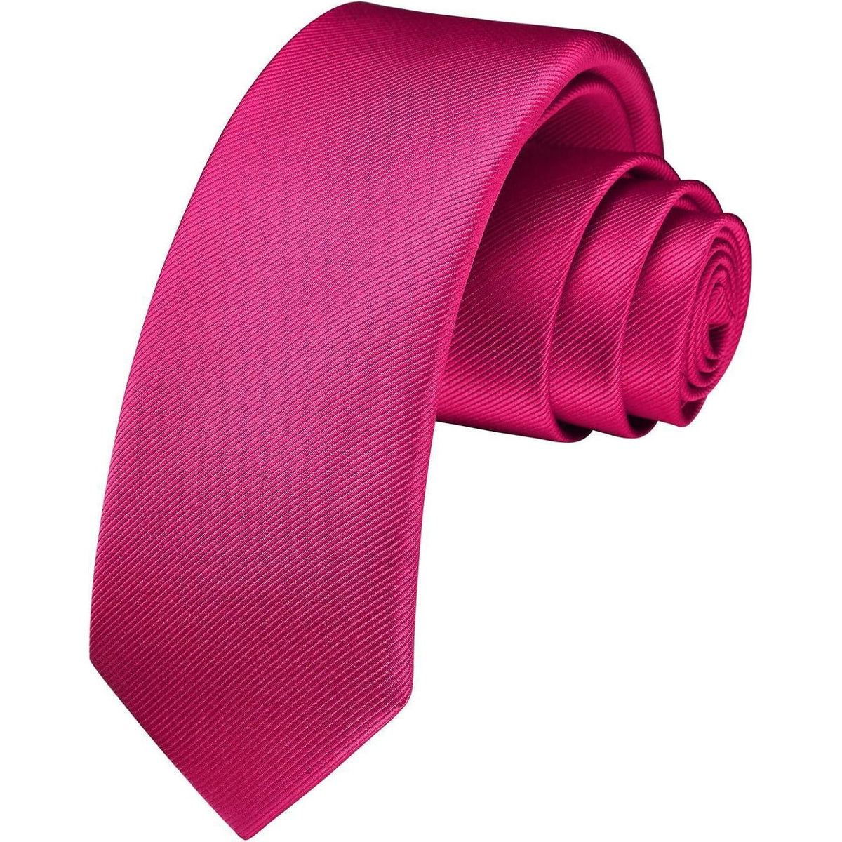 Herren Krawatte Seide Schmal Einfarbig Dunkelrosa 6cm