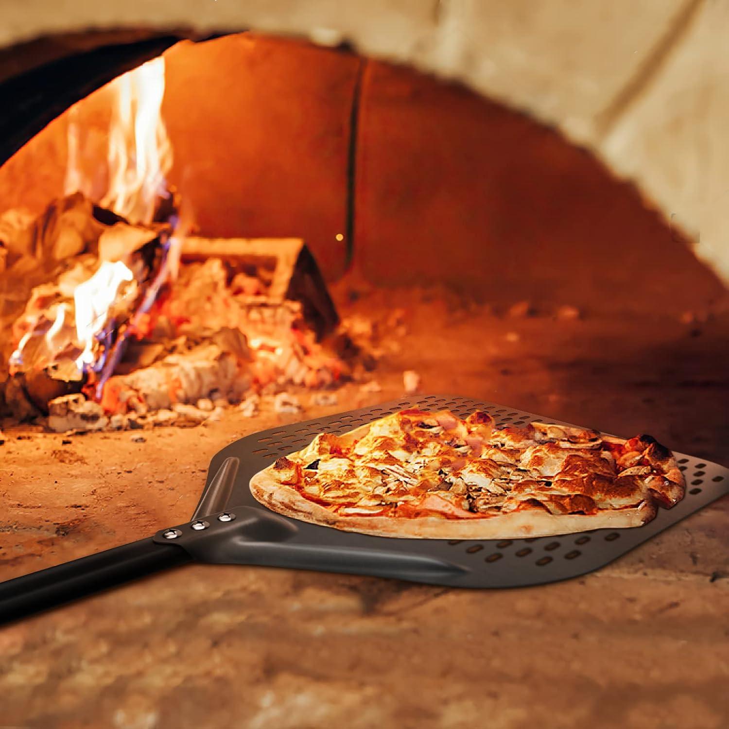 Pizzaschieber 14 Zoll Perforiert Aluminium Silikongriff 88 cm