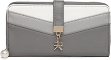 Clutch Geldbörse Damen Mehrfachkartenfächer PU Leder Grau-1