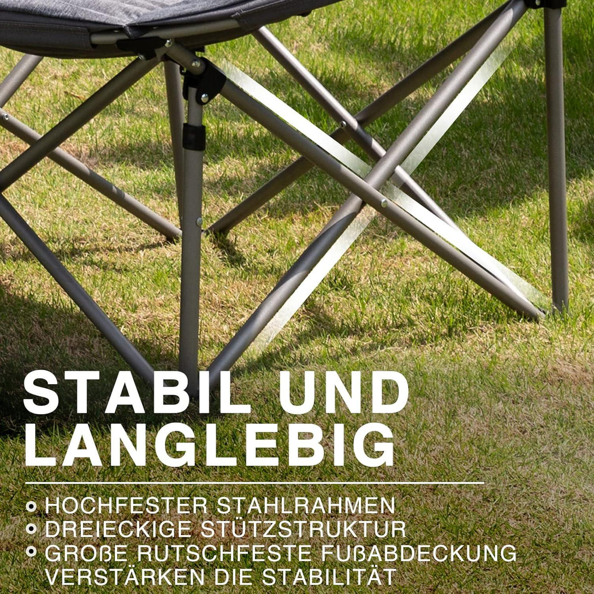 Luxus Campingstuhl Faltbar XXL 150KG Moonchair Gepolstert Grau