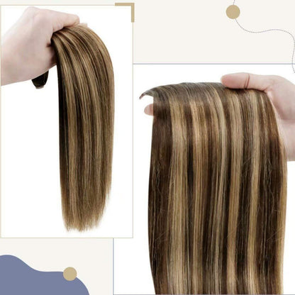 Echthaar Pferdeschwanz Extension Ombre Braun Blond 50cm