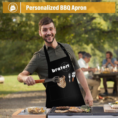 Grillschürze Herren XXL 100% wasserdicht schwarz mit Taschen