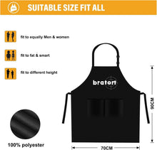 Grillschürze schwarz mit Taschen, 100% wasserdicht, XXL-Größe, Geschenk für Männer