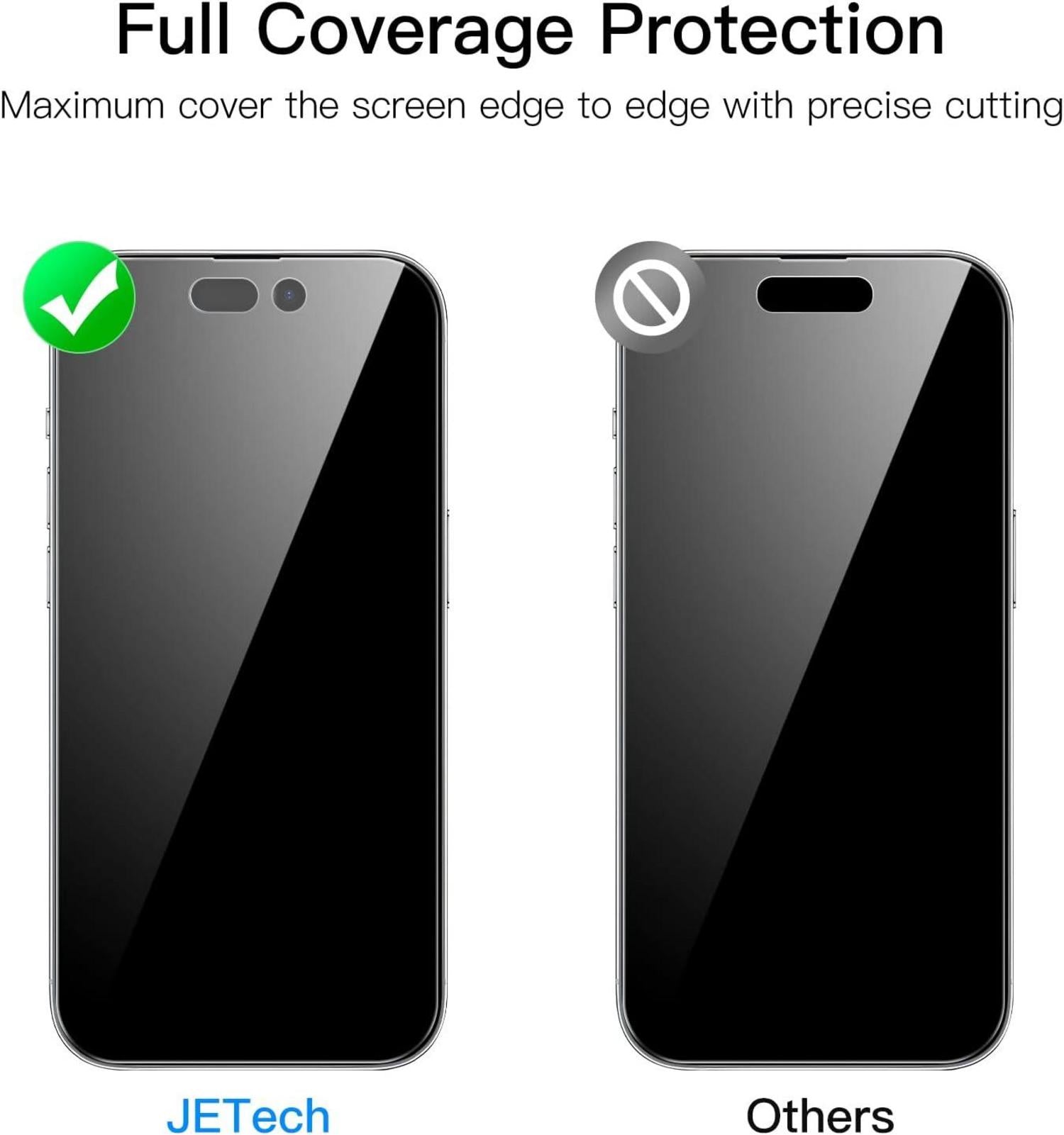JETech Sichtschutz Full Screen für iPhone 14 Pro 6,1 Zoll - Anti-Spy Panzer Schutzfolie, 2