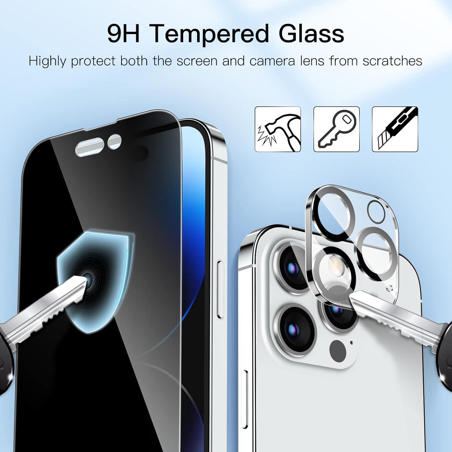 Sichtschutz Panzer Schutzglas Folie für iPhone 14 Pro 6,1 Zoll, 2