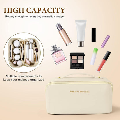 Aucuu Reise Kosmetiktasche PU Leder Tragbar Make-up Tasche Wasserdicht Große Kapazität Organizer