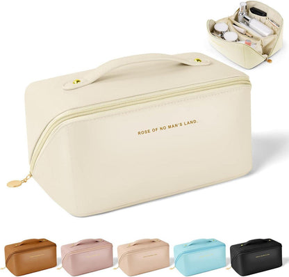 Aucuu Reise Kosmetiktasche PU Leder Tragbar Make-up Tasche Wasserdicht Große Kapazität Organizer