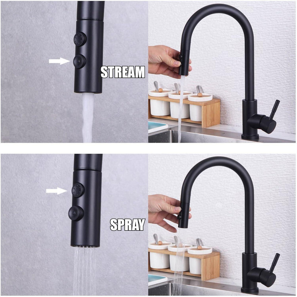 Wasserhahn Schwarz Küche Edelstahl Ausziehbar
