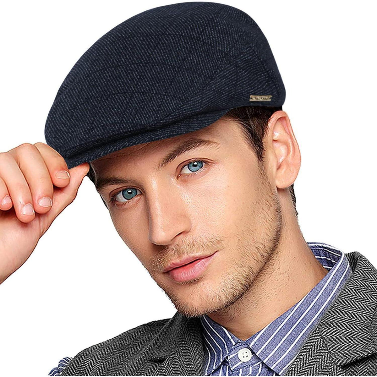 Herren Schirmmütze Gatsby Stil Blau, Windresistent, Verstellbar