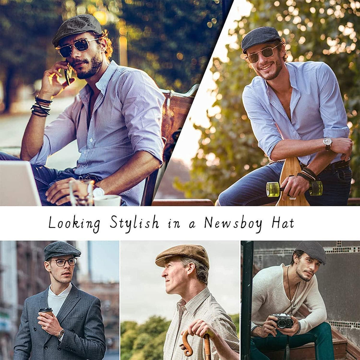Herren Schirmmütze Gatsby Stil Blau, Windresistent, Verstellbar