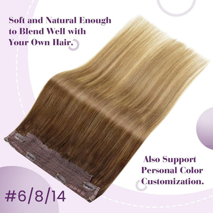 Echthaar Verlängerung Balayage Braun Ombre 35cm