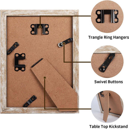 6er Set Natur Bilderrahmen 10x15cm für Fotos mit Passepartouts und ohne - Wand