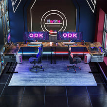 ODK Gaming Tisch L Form mit Monitorständer Vintage Braun 167