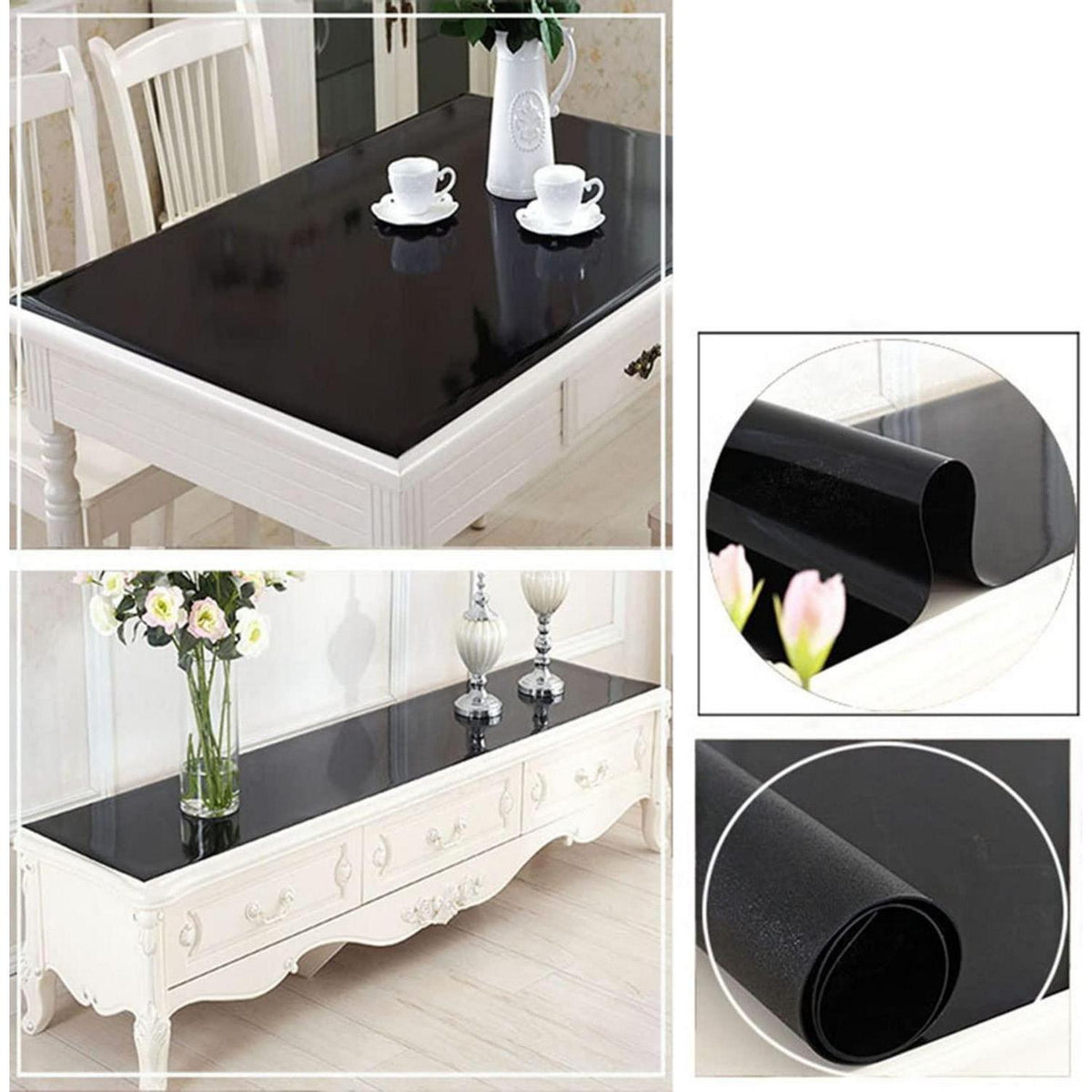 Wasserdichte PVC Tischdecke Schwarz 90x180 cm – Schutzfolie für Tisch