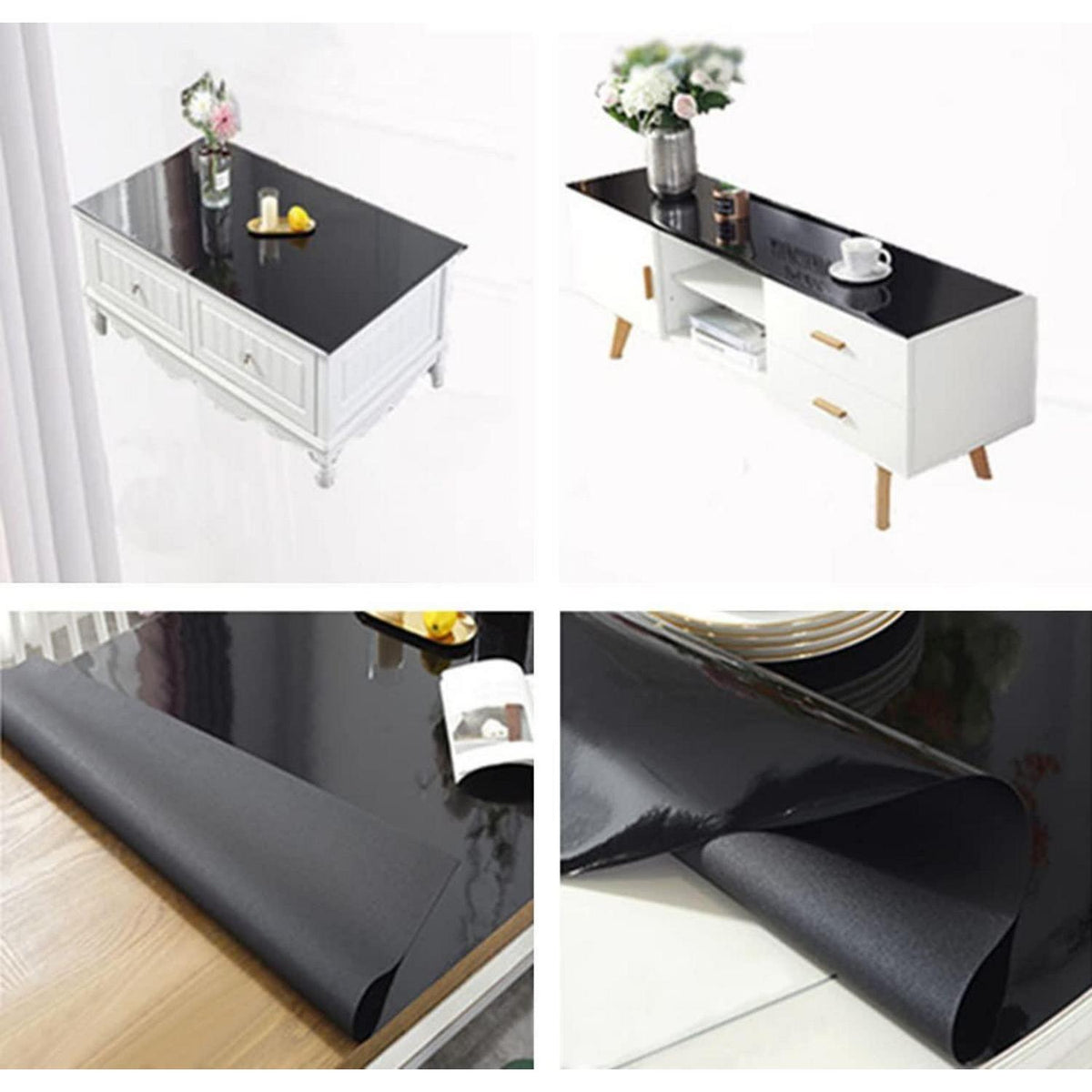 Wasserdichte PVC Tischdecke Schwarz 90x180 cm – Schutzfolie für Tisch