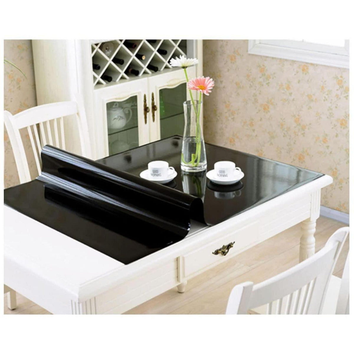 Wasserdichte PVC Tischdecke Schwarz 90x200 cm – Schutzfolie für Tisch