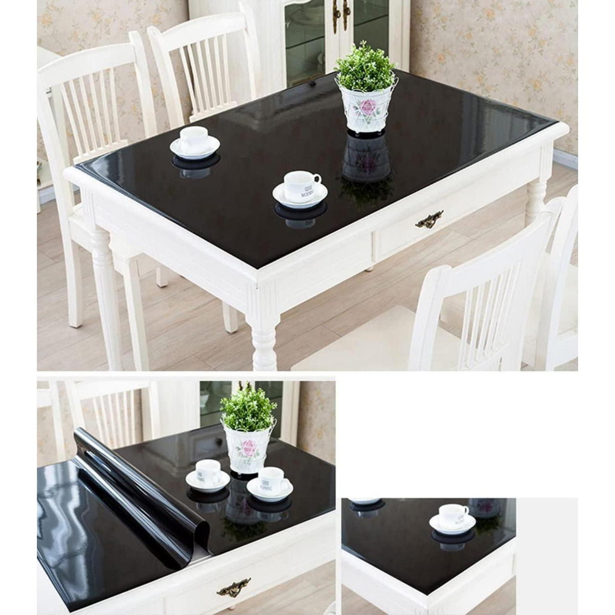 Wasserdichte PVC Tischdecke Schwarz 90x200 cm – Schutzfolie für Tisch