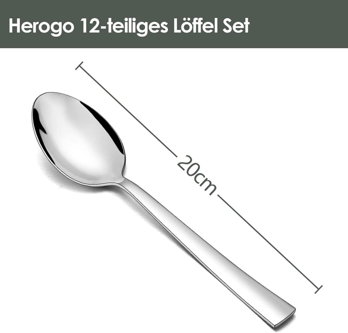 Herogo Edelstahl Suppenlöffel Set 12 Stück 20cm Haus