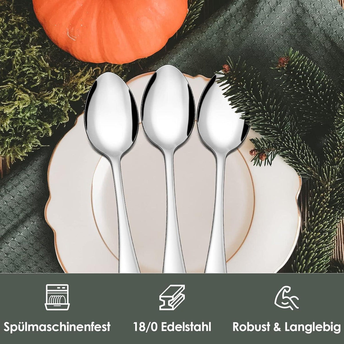 Herogo Edelstahl Esslöffel Set 12 Stück 20cm Suppenlöffel Tafellöffel Silber