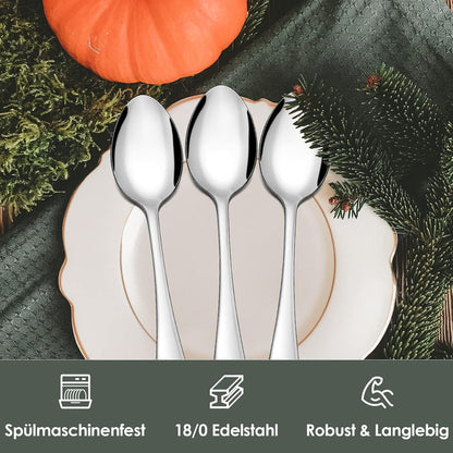 Herogo Edelstahl Esslöffel Set 12 Stück 20cm Suppenlöffel Tafellöffel Silber