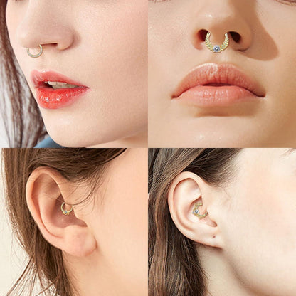 Septum Piercing Set 9 Stück Chirurgenstahl Zirkonia 16G 10mm Gold