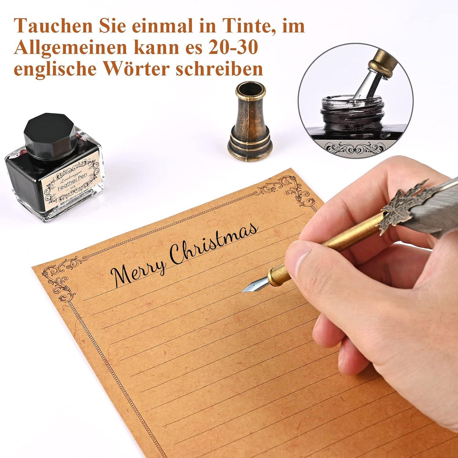 Handgemachte Federschreibfeder Kalligraphie Set Vintage Quill Pen Ink Kit