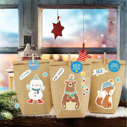 Adventskalender Tüten Set Selbstbefüllbare Weihnachtstüten