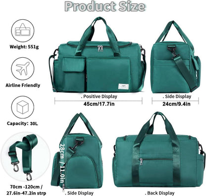 FIORETTO 35L Damen Sporttasche Faltbar Weekender mit