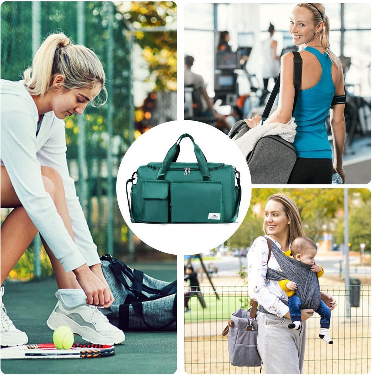 Damen Sporttasche 35L Faltbare Reisetasche mit Schuh- und