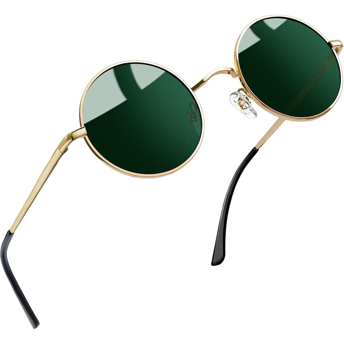 Runde Sonnenbrille Herren Damen Polarisierte Vintage UV400 Metallrahmen Gold