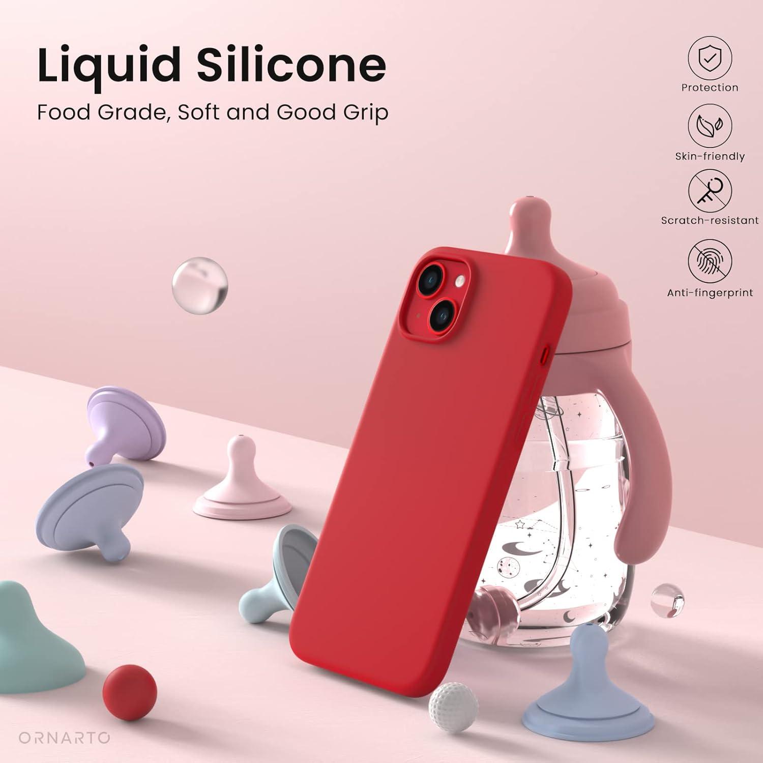 iPhone 14 Silikonhülle Flüssig Silikon Schutzhülle 6,1 Zoll Rot