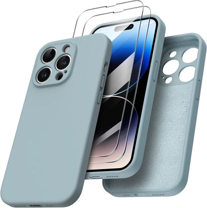 iPhone 14 Pro Hülle 6,1 Zoll mit 2 x Screen Schutzfolien Silikon Case