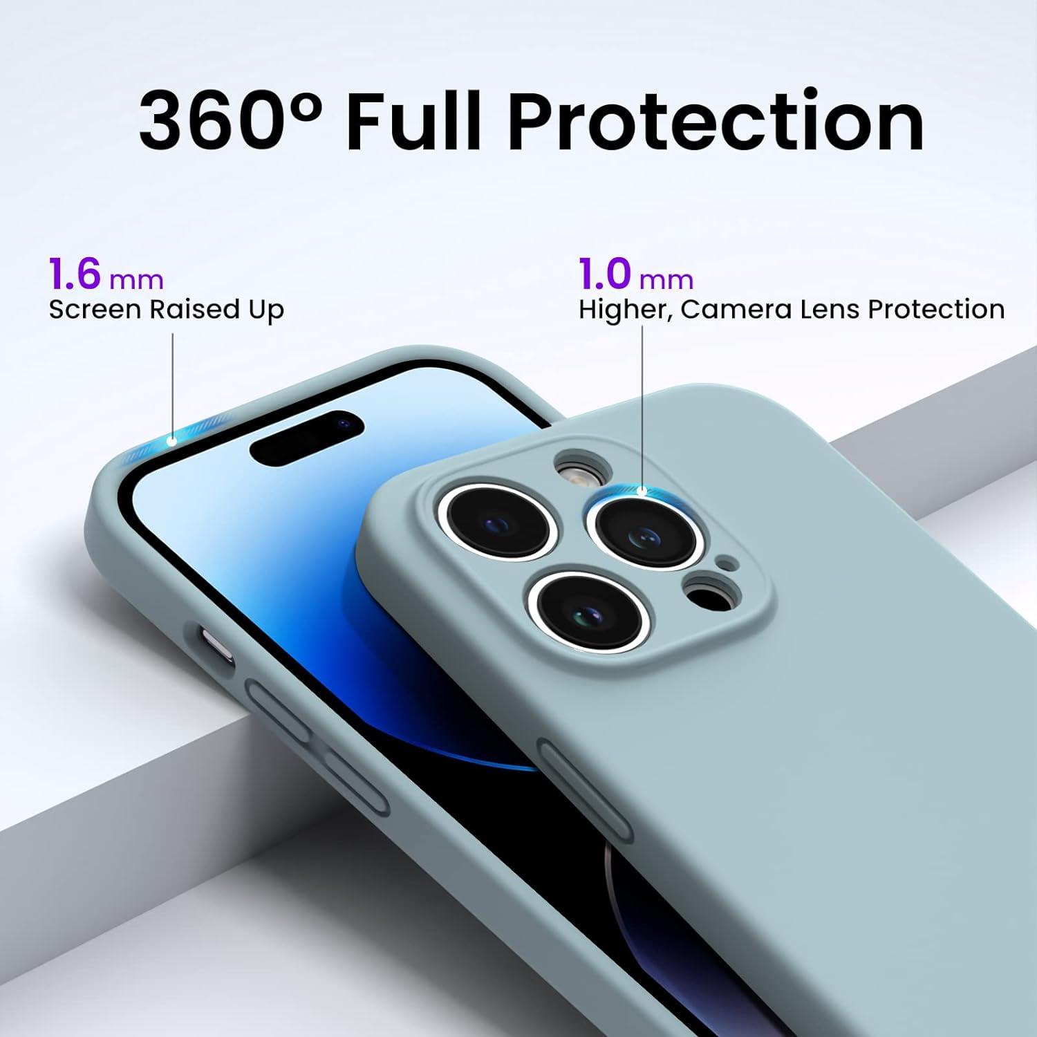ORNARTO iPhone 14 Pro Hülle 6,1 Zoll + 2 Schutzfolien Silikon Mintgrün