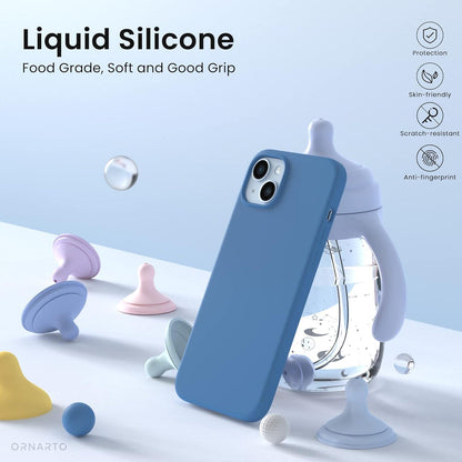 iPhone 14 Hülle 6,1 Zoll Silikon Case Flüssig Blau Schutz