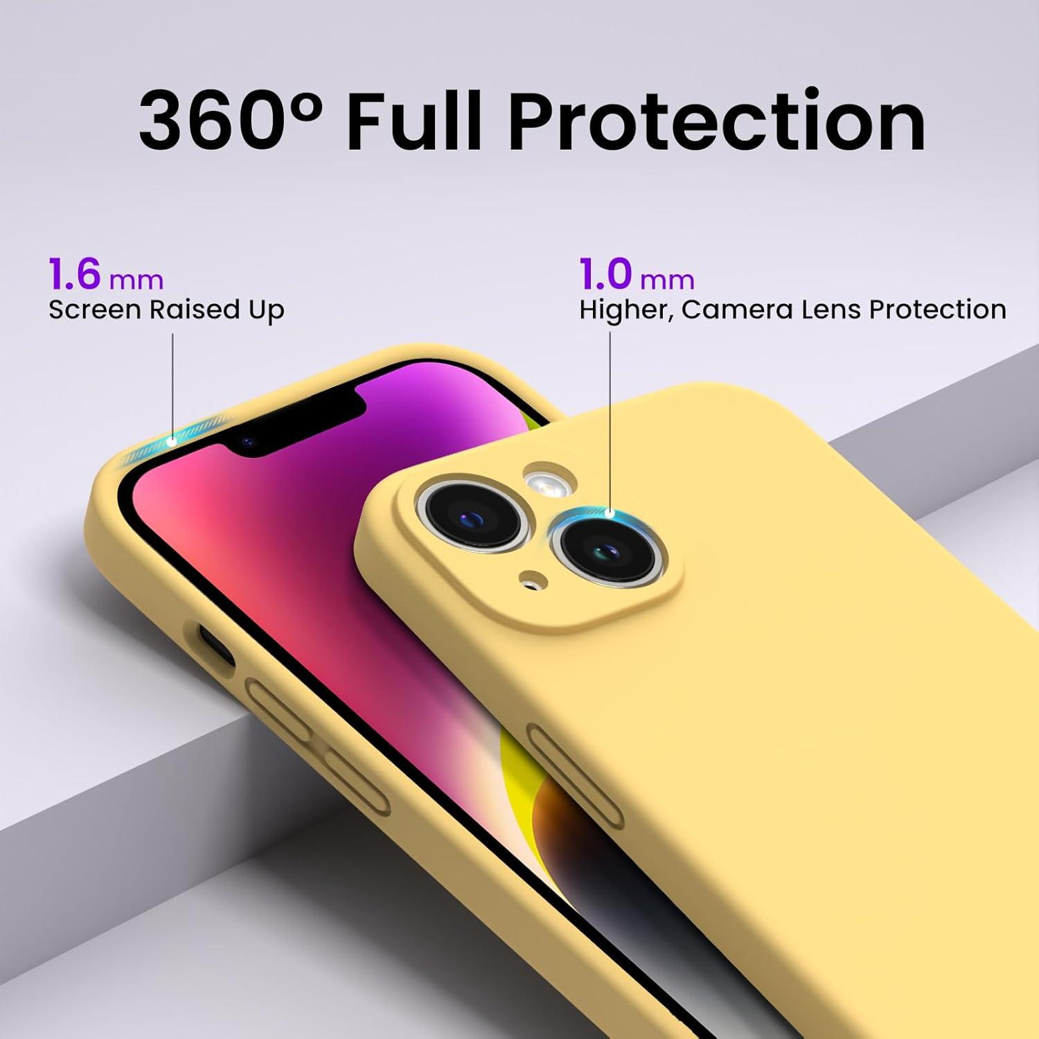 iPhone 14 Plus Hülle 6,7 Zoll Gelb + 2 Screen Schutzfolien ORNARTO