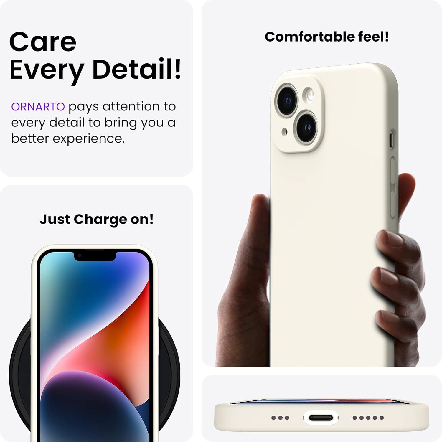 ORNARTO iPhone 14 Hülle 6,1 Zoll 2022 mit 2 x Screen Schutzfolie - Silikon Gel Case Rundumschutz - Stoßfeste Handyhülle