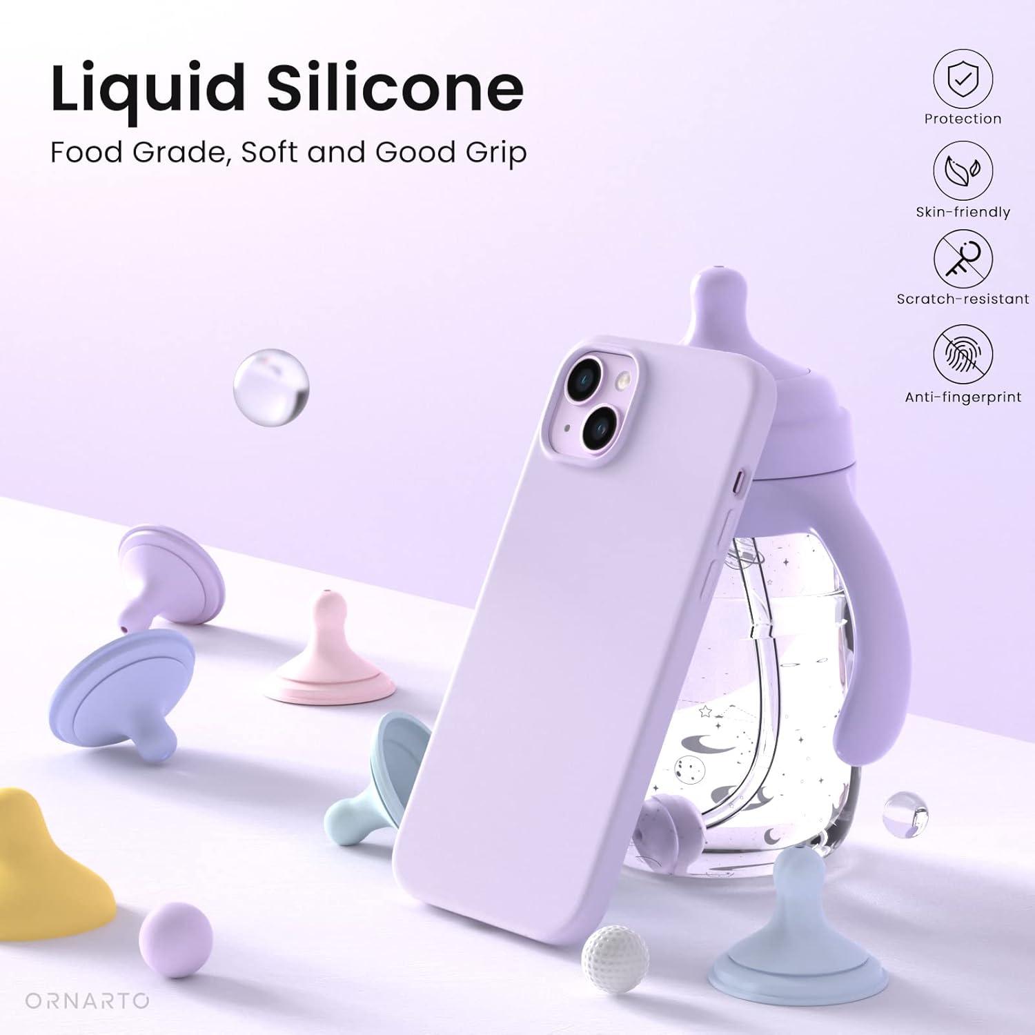 iPhone 14 Silikonhülle Flüssig Pastell Lila 6,1 Zoll Schutz